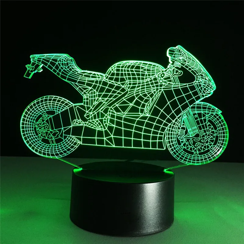 

Fast & Furious 8 Novelty Motorcycle Lamp LED Night Light Action Figure 7 Colors Touch Table Decoration Light Optical Illusion