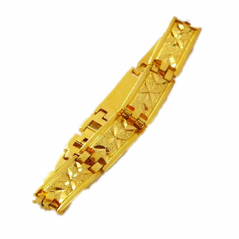 

drop shipping 24k gold color men's jewelry,wholesale 24k gold color 12mm strap chain braclet for men 8inch ,fashion bracelet