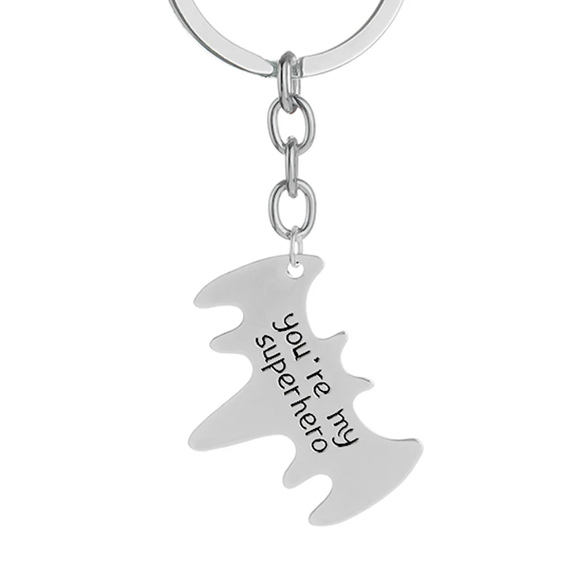 

you're my super hero Keychains men Jewelry bat Shaped Keychain father' Key rings Gift for boyfriend dad
