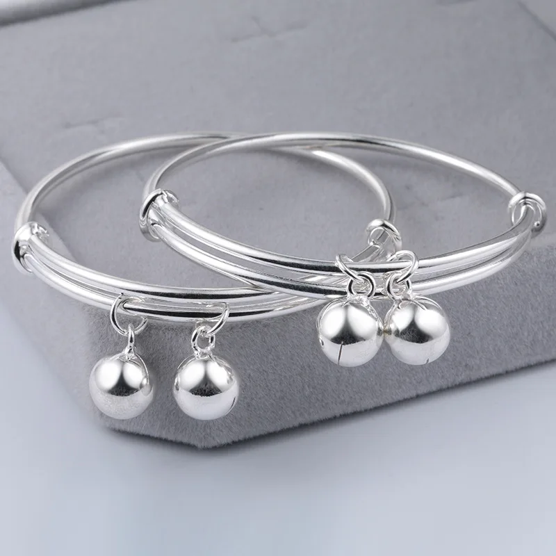 LOZRUNVE Baby silver bracelet S925 pure silver child full moon silver