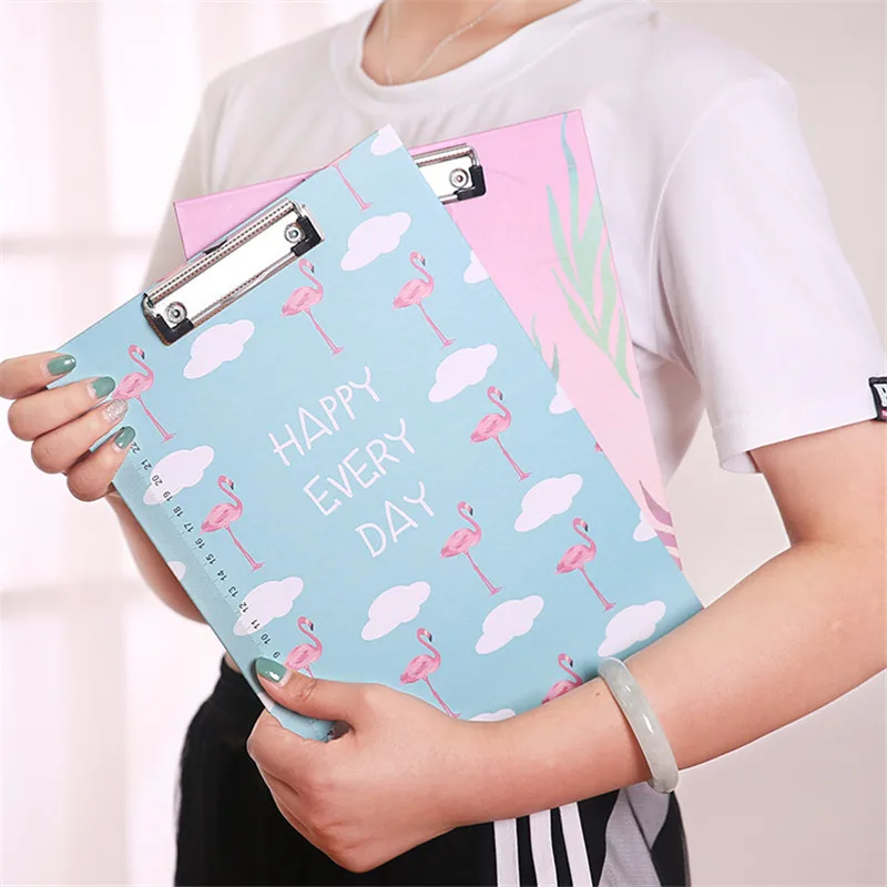 

Cute A4 File Folder Paper Cartoon Tower Flamingo Document Folder Bag with Clip Filing Product Office School Stationery Supplies