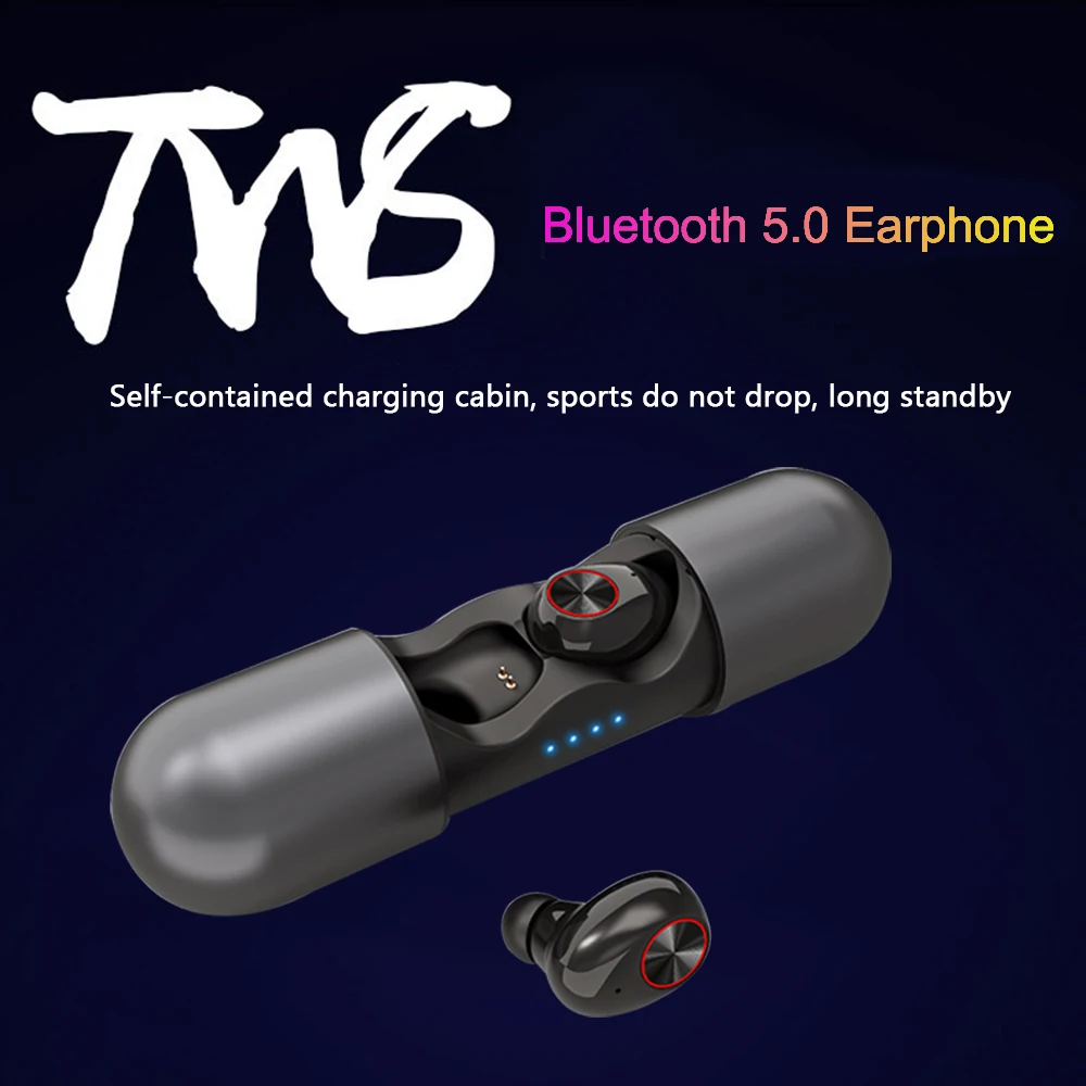 

V8 TWS Bluetooth 5.0 Earphones Mini True Wireless Earbuds HD Stereo Cordless Headset Noise Cancelling Earphone with Microphone
