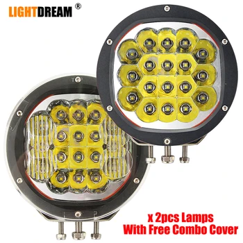 

90W Led Off road Lights With Clear Combo Cover IP67 18leds 8200Lumens High Power Led Off road lights x2pcs/lots
