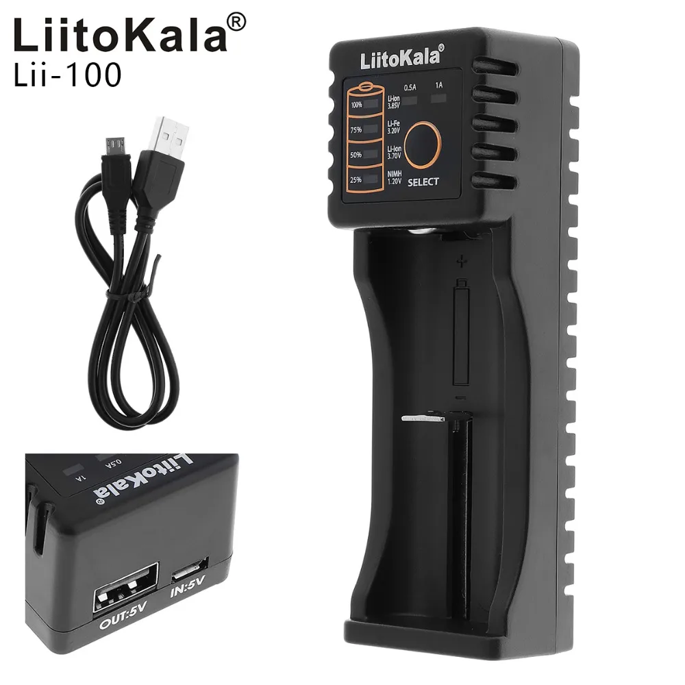 

Liitokala USB Smart Lithium NiMH Battery Charger for 1.2V 3.7V AA AAA 26650 18650 18350 17500 14500 16340 25500 10440 Battery