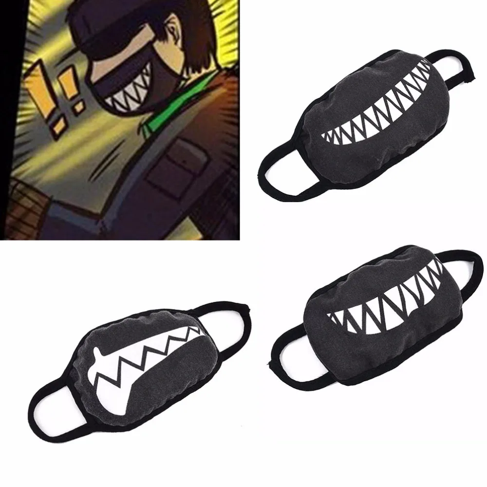 1pc Cartoon Funny Teeth Black Cotton Black Mouth Mask Fashion Unisex Half Face Mask Fashion Mouth Mask