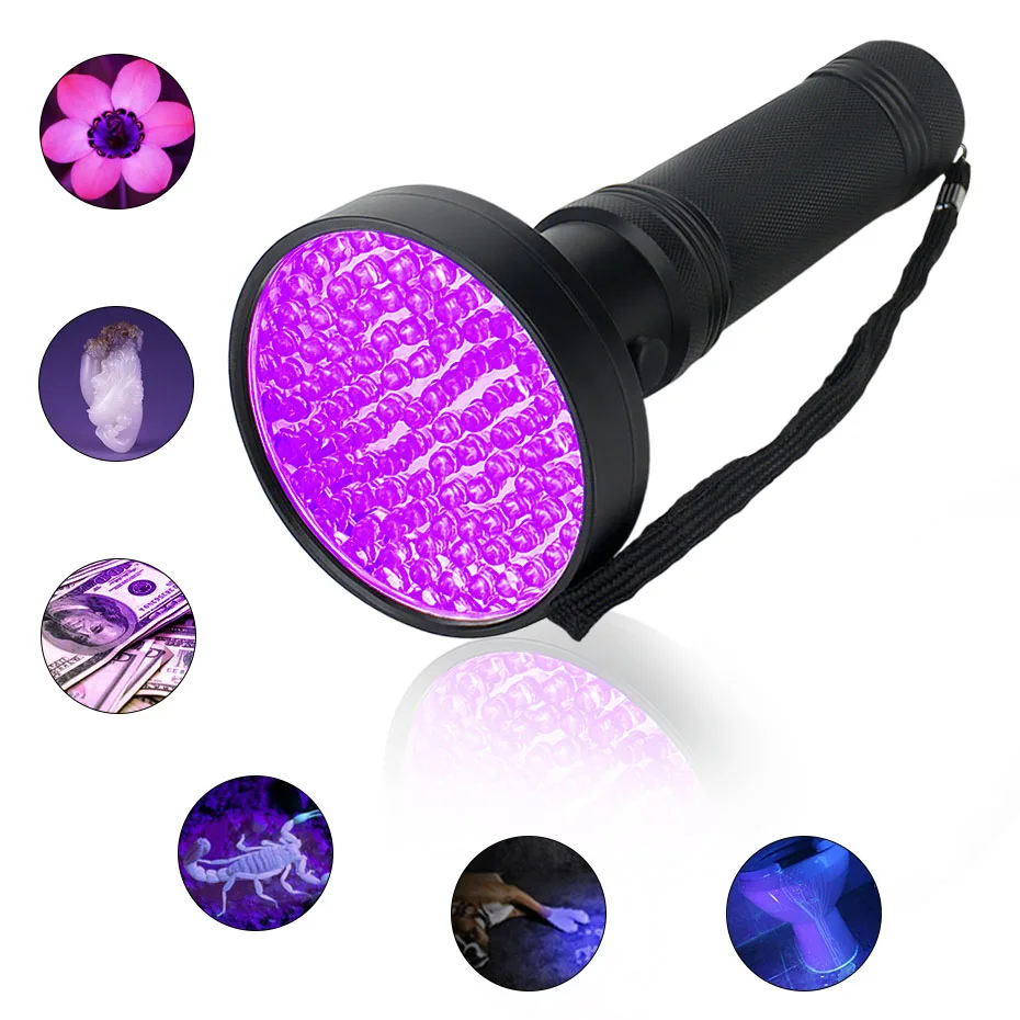 

VBS UV Flashlight Blacklight 100 LEDs 395nm Ultraviolet Black Light Flashlights for Pets Urine and Stains Detector Bed Bug