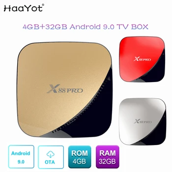 

HAAYOT X88 PRO Android 9.0 TV Box 4G 32G Rockchip RK3318 4 Core 2.4G/5G Wifi 4K HDR Set Top Box USB 3.0 Support 3D Movies Boxes