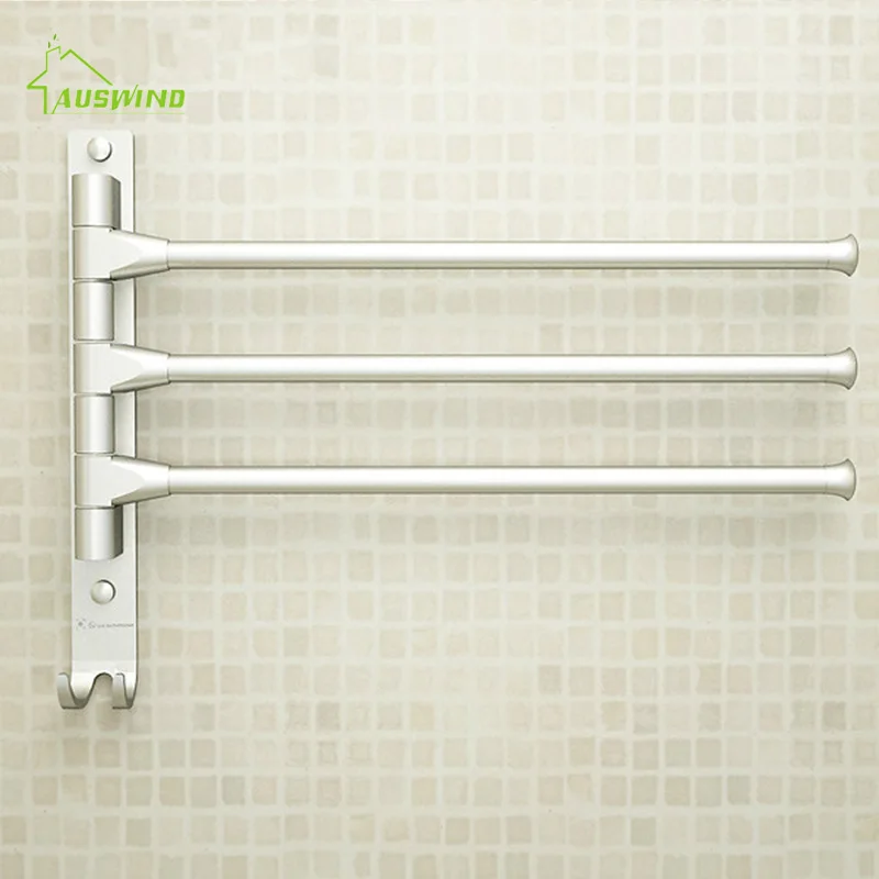 Billig AUSWIND Handtuch Rack Beweglichen Handtuch Bars 4 3 2 Arme Raum Aluminium Handtuch Rack Wc Handtuch Hängen mit haken Bad Zubehör
