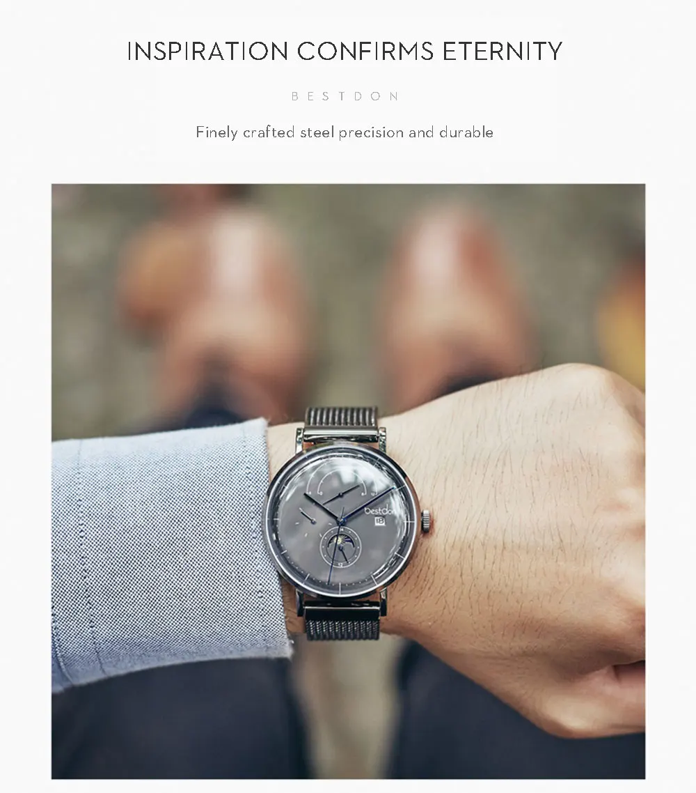 Bestdon автоматические мужские часы 42 мм большой циферблат деловые механические наручные часы водонепроницаемые Moonphase высокого класса подарок для мужчин бренд