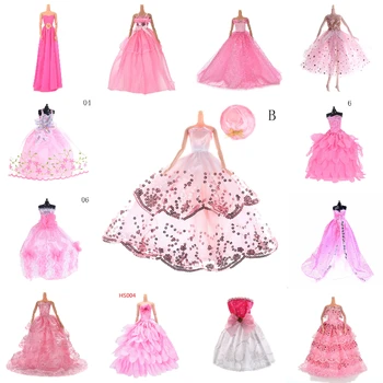 

1Set Pink Handmade Skirt Princess Gown Wedding Dress Clothing Outfit Doll Accessories For doll Accessories
