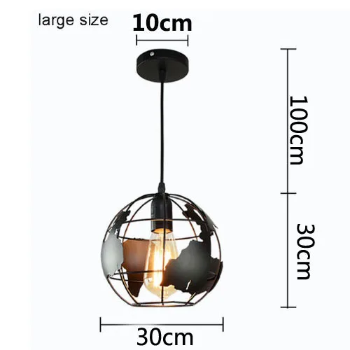 Подвесной светильник, черный/белый, креативный, E27, лампочки, заземление, железный, подвесной светильник, лампа Эдисона для кухни, столовой, ресторана, подвесной светильник - Цвет корпуса: Large black model
