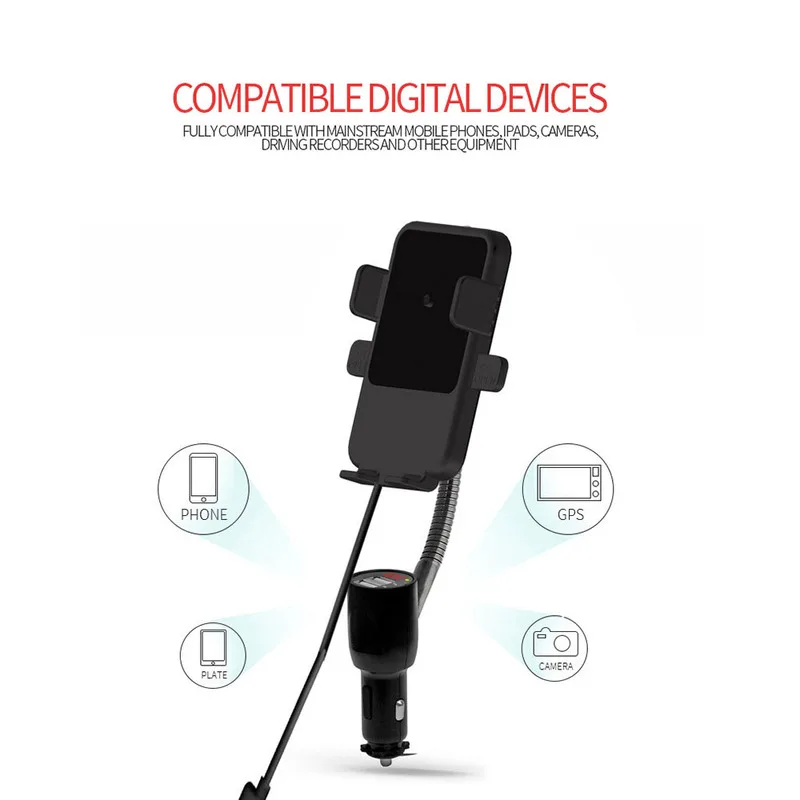 

Qi Wireless Phone Charger Holder Cigarette Lighter Car Mount Dual USB Voltage Detector Fast Charging for IPhone X Samsung S10