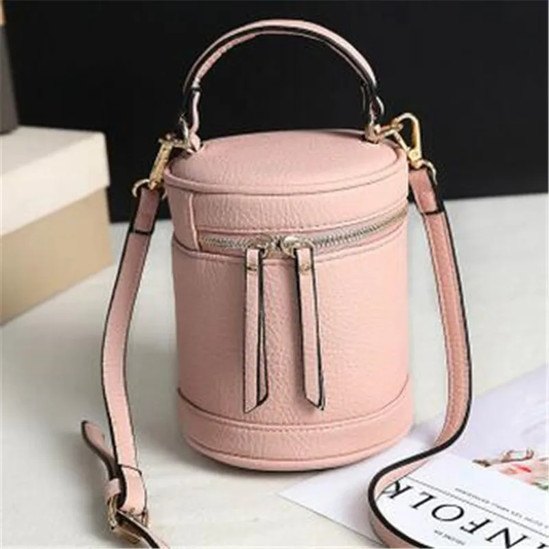 

2017 New Style Mini Handbag Joker Bucket Bag Cute Candy Color Black White Green Pink Gray Fashion Single Shoulder Messenger Bags