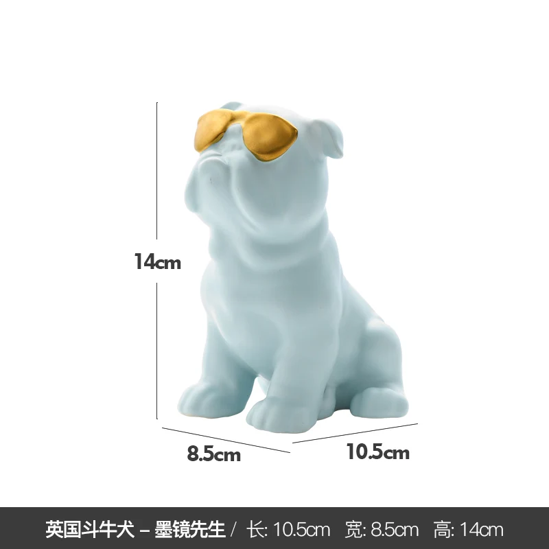 

English Bulldog Macarons Color Ceramic figurine Nordic Crown Wings dog home decor Handicrafts Cute Animal craft ornaments gift