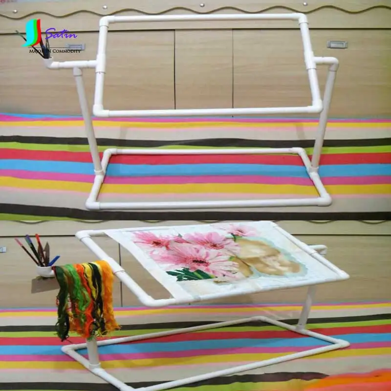 White PVC Cross Stitch Embroidery Frame,DIY Cross Stitch Tool Accessory