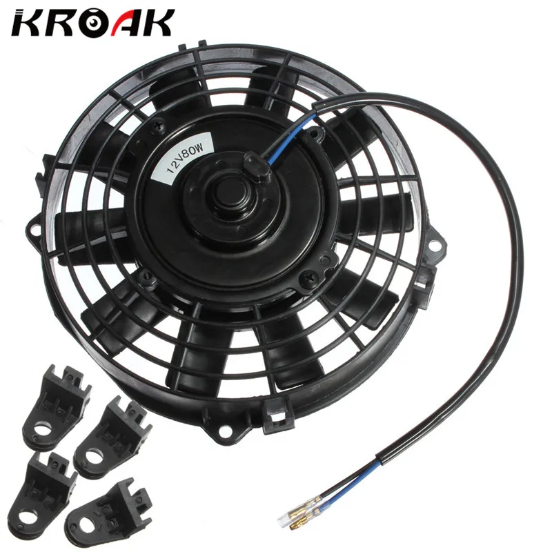 Universal 12V 80W 7 Inch Slim Reversible Electric Radiator Cooling AUTO FAN Push Pull With Mounting
