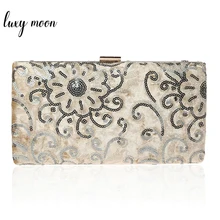 Винтажный цветочный клатч, вечерняя сумка для женщин, расшитый блестками, дневной клатч, Дамский Свадебный Кошелек, женская вечерняя сумка, сумочка на цепочке, ZD1097