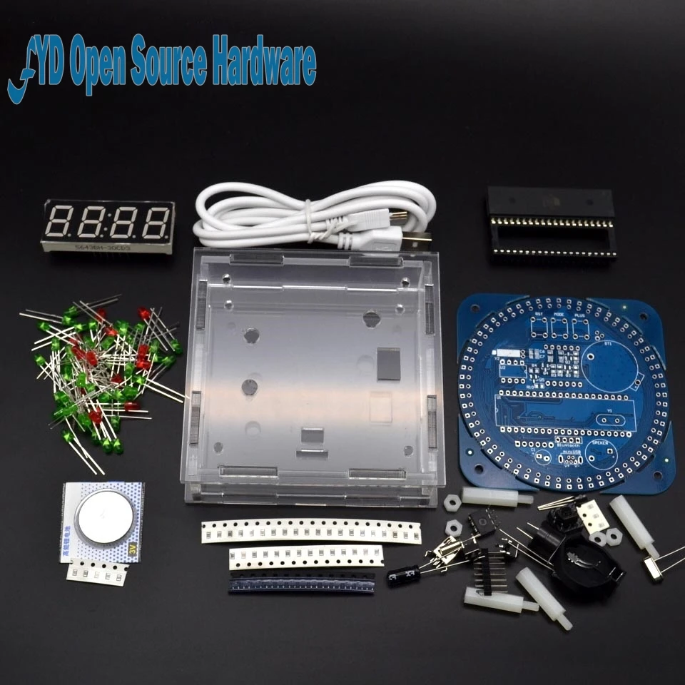 DS1302 Digital LED Display Module Alarm Electronic Digital Clock LED Temperature Display DIY Kit Learning Board 5V with shell