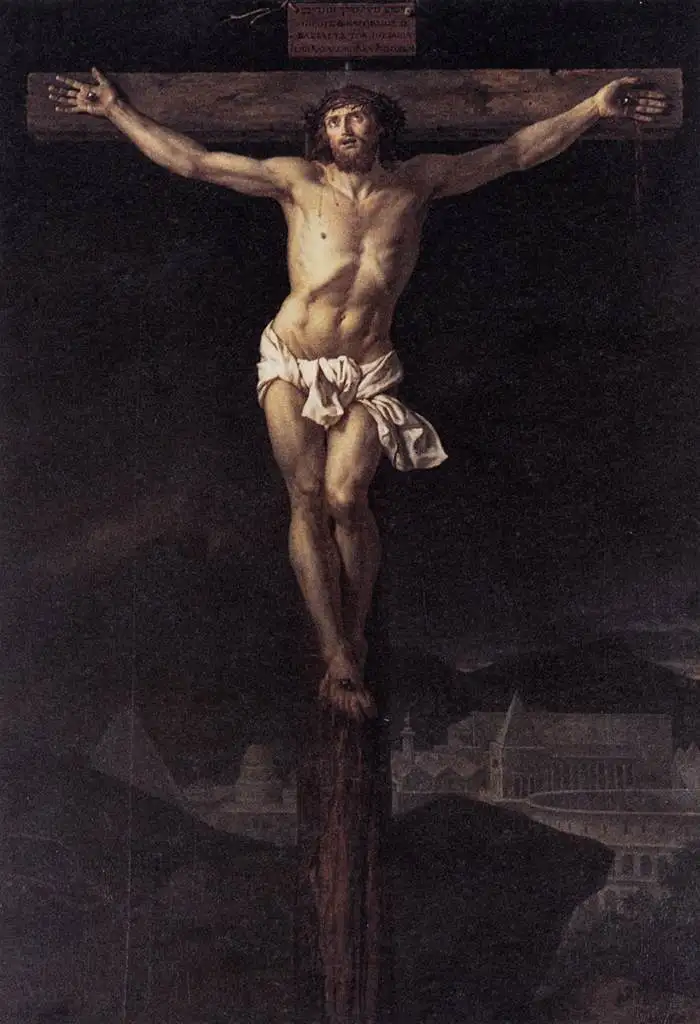 

Oil Painting Reproduction on Linen Canvas,christ-on-the-cross-1782 by Jacques-Louis David,Museum quality,Free SHip