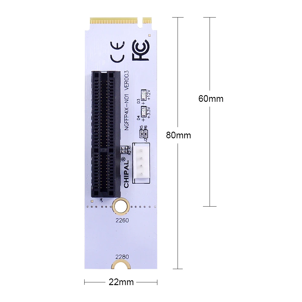CHIPAL Dual светодиодный NGFF M.2 к PCI E 4X Райзер карта M2 M ключ адаптеру PCIe X4 + 4 контактный IDE