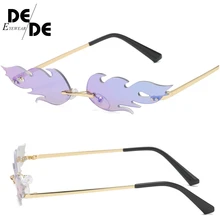 Новинка года; модные солнцезащитные очки с огненным огнем для женщин и мужчин; солнцезащитные очки без оправы с волнами; Роскошные трендовые узкие солнцезащитные очки; уличная одежда
