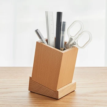 

Creative Wood Pen Holders Eco Natural Office Organizer Japan Style Table Storage Box for Stationary/Cosmetics Birthday Gift