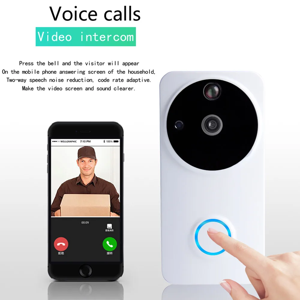 

Smart Visual Doorbell Peephole Viewer Wifi PIR Night Vision Security Electronic Door Eye CR88