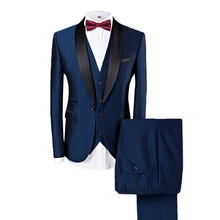 ZIOLOMA Мужская шаль с отворотом костюм из 3 предметов приталенное платье на одной пуговице костюм Блейзер Куртка брюки жилет под смокинг