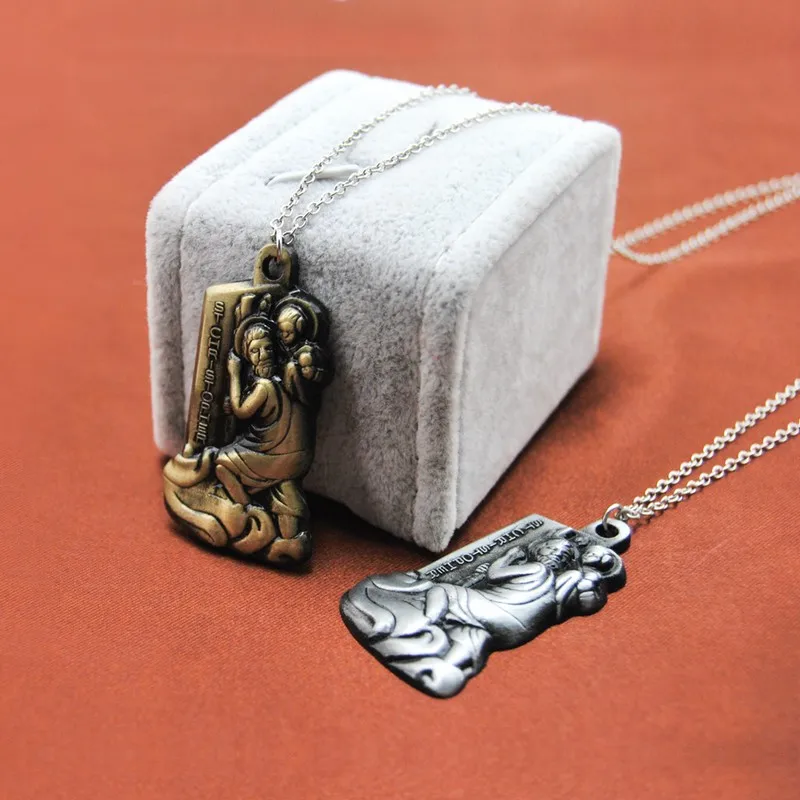 

Oirginal New Holy Father and Holy Son Pendant Necklace For Women Vintage Gold Cross Prayer Necklaces Men Christian Jewelry Gift