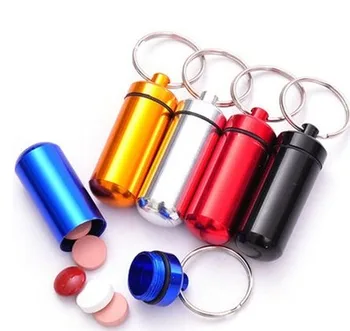 

Mini Waterproof Case EDC Outdoor Emergency Medicine Drug Box Tank With Keychain Portable Sealed Aluminum First Aid Survival Pill