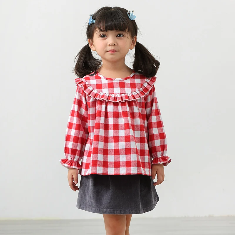 Simyke Girls Skirt Sets 2018New 2pcs Set for Girl Red Plaid Shirt ...