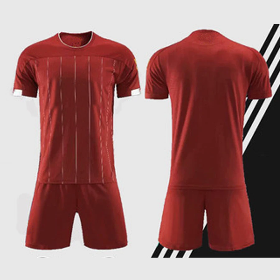 

LOGO Custom football uniform kits 2019-2020 Home Match Soccer Jerseys Red Men Kids Soccer Sets Customize name number 04A1