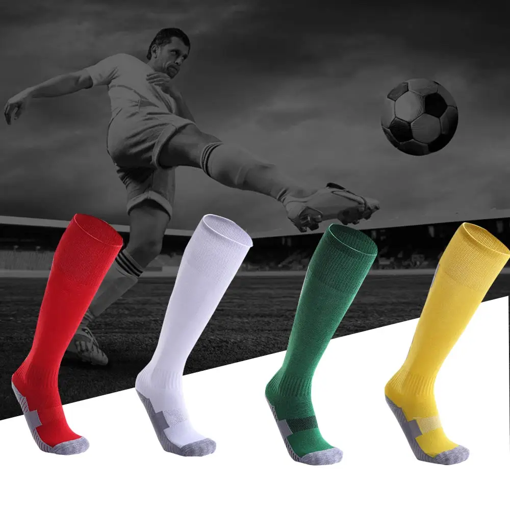 Hot Soccer Socks Non slip Men Football Socks Above Knee Boys Long ...