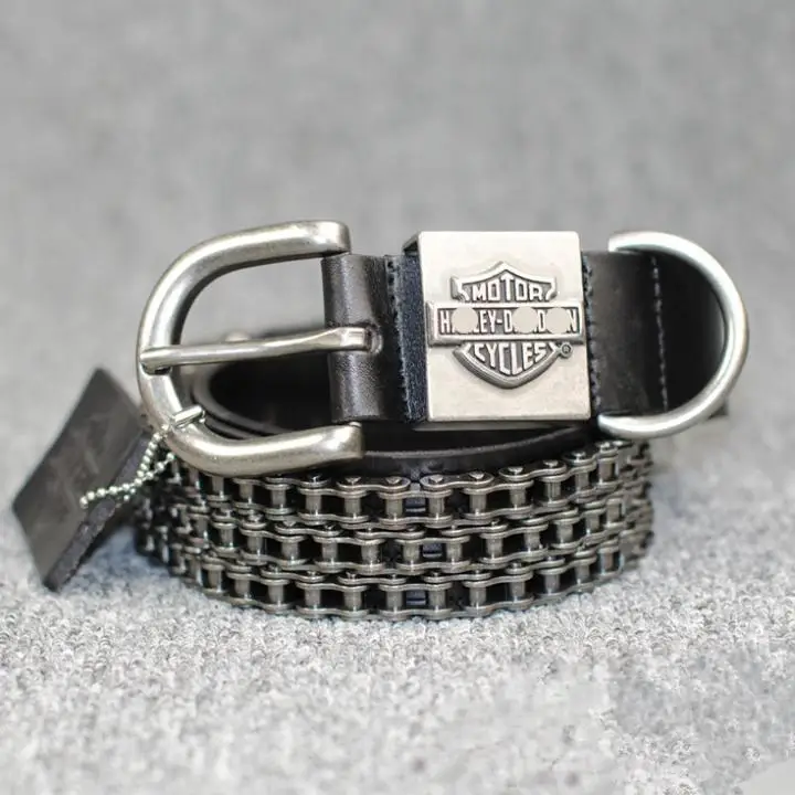 Genuine Leather Heavy Metal Brand Punk Chain Men's Belt Motorcycle