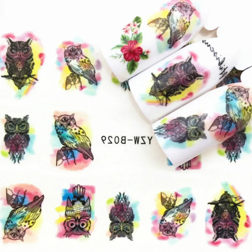 2018 HOT Colorful Owl Nail Art False Tips Practice Display Transparent Natural Black Color Manicure LVYCW314 #22 | Красота и здоровье