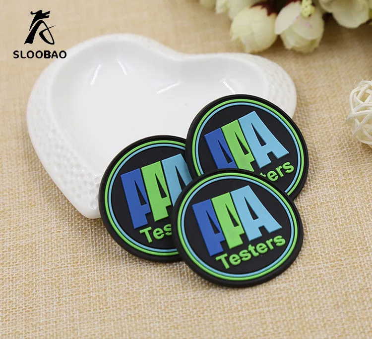 Custom rubber labels , PVC material as design logo groove line 3D