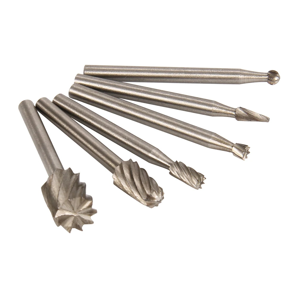 

6pcs 1/8" Shank Tungsten Steel Rotary Burrs Carving File Rasp Milling Cutter Set
