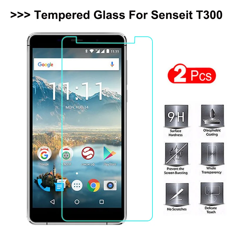 

2PCS Senseit T300 Tempered Glass For Senseit T300 Screen Protector 9H Protective Glass Film Phone Case for Senseit T300 Cover