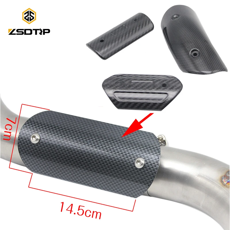 ZSDTRP Universal Motorcycle Muffler Exhaust Link Pipe Carbon Fiber