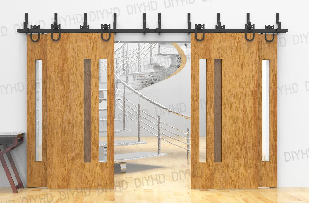 Horseshoe Bypass sliding barn wood font b closet b font door rustic black barn door track