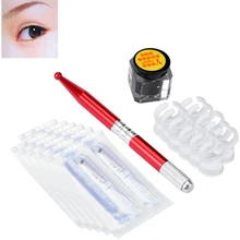 Принадлежности для татуажа, 12 игл, пигмент для бровей, микроблейдинг, Перманентный 3D макияж, игла для татуажа бровей, ручка, пигмент, набор чернил/набор, поезд