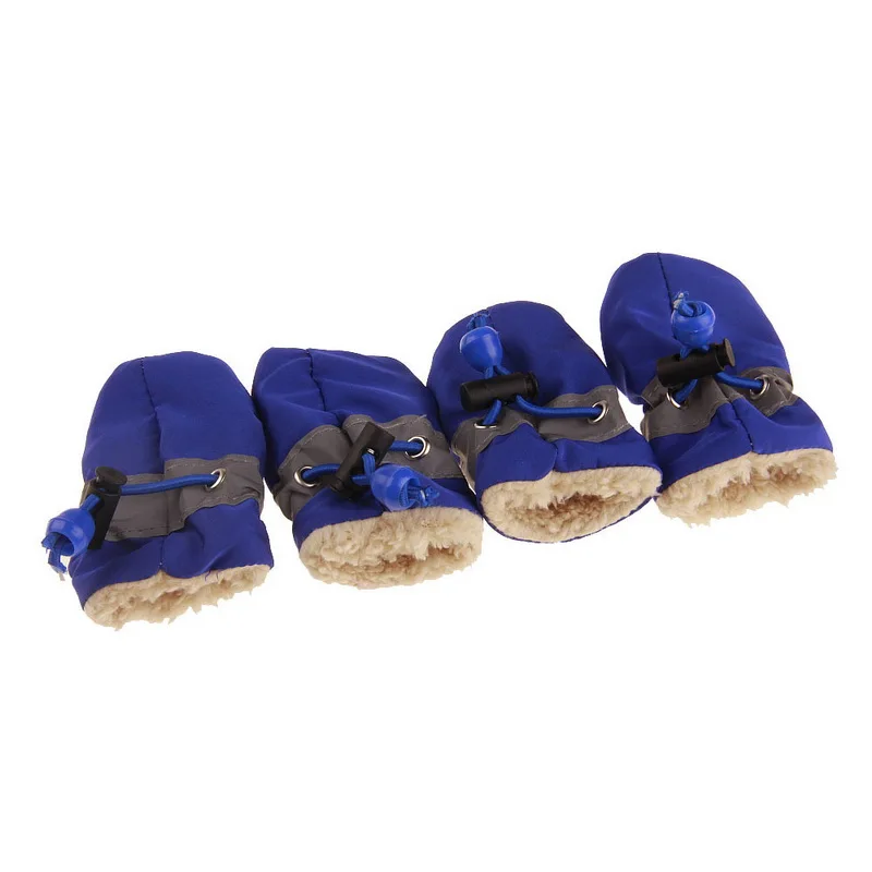 Теплые мягкие плюшевые Водонепроницаемые зимние Нескользящие ботинки для дождливой погоды; Толстая Теплая обувь для маленьких кошек, собак, щенков; носки для собак - Цвет: Plus velvet BLUE