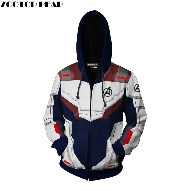 EU Size Zipper Letter A 3D Print The Avengers Sweatshirt Streatwear Fashion Men Pullover Avengers Endgame Zipper ZOOTOP BEAR