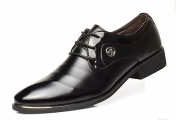 

2018 new Mens wedding Dress Shoes Fashion Pointed Men's Business Casual Shoes Brown Black Leather Oxfords Shoes zapatos hombre