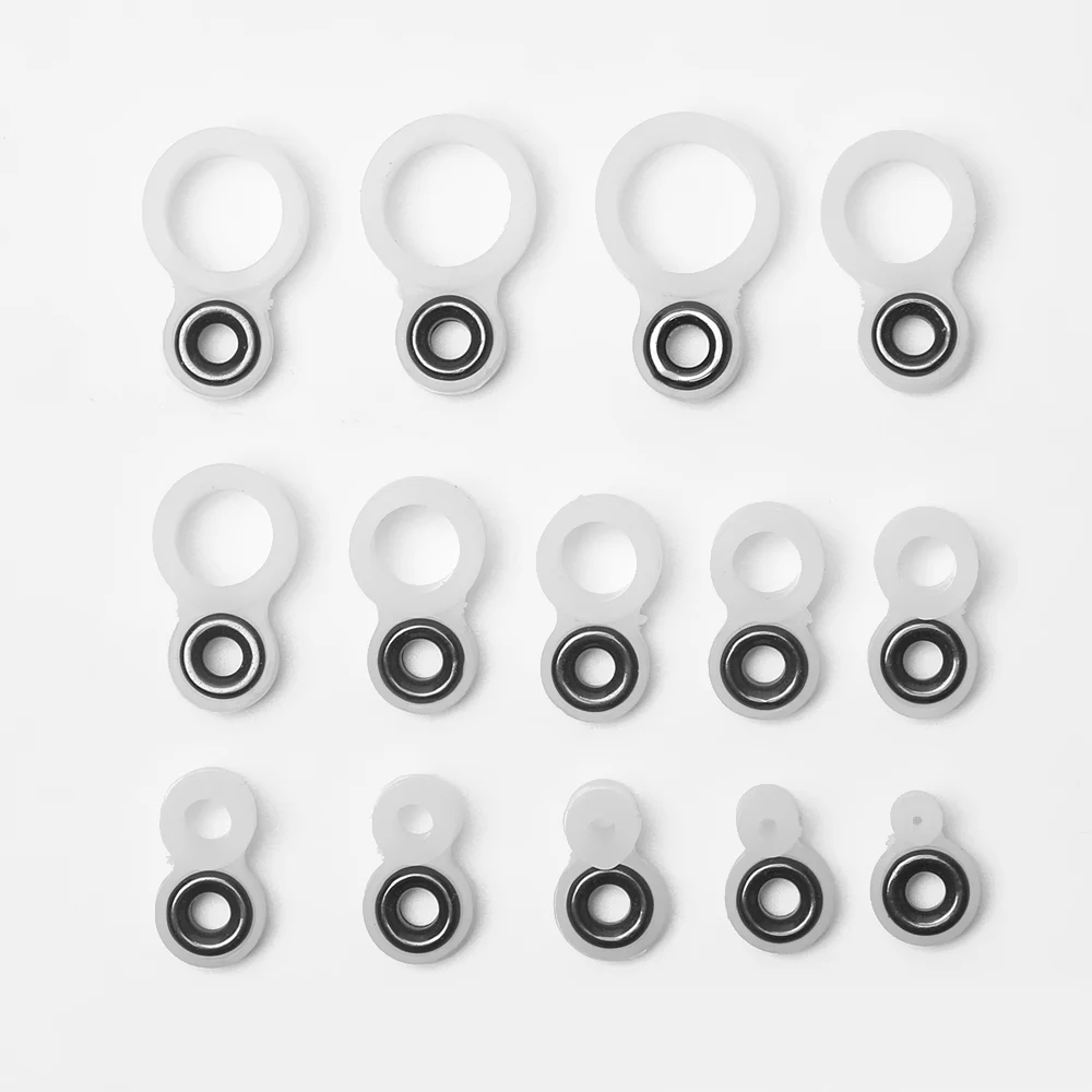 Fishing Rod Guide Repair Kit 14 Pcs Different Size 1-14 O Ring Silicone Fishing Rod Wire Ceramic Ring Tip Repair Kit Fishing Line Guide