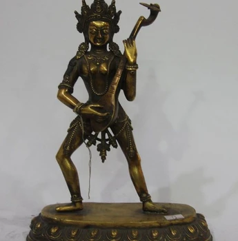 

12 Tibet Old temple Copper Gold Gilt Sarasvati Nada Bulmo kwan-Yin Buddha Statue