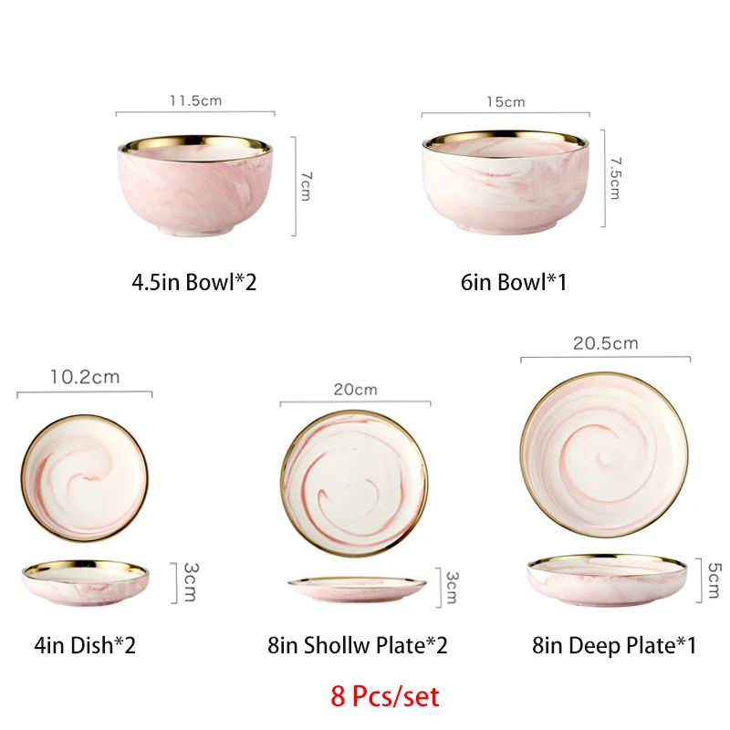8 шт./компл. Творческий Мрамор узор Nordic Керамика Phnom Penh дома ужин тарелка риса лапши миска для супа тарелки столовая посуда