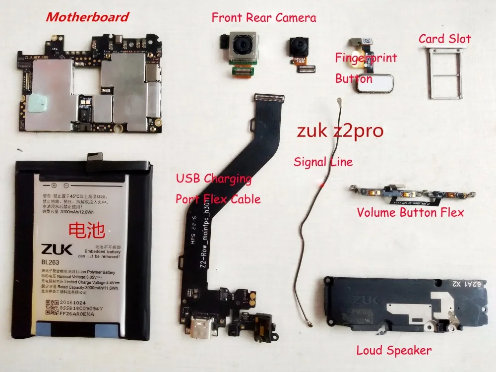 Б/у оригинальная материнская плата для lenovo Zuk Z2 Pro Z2121 задняя Передняя Задняя камера модуль со шлейфом Громкая подводка