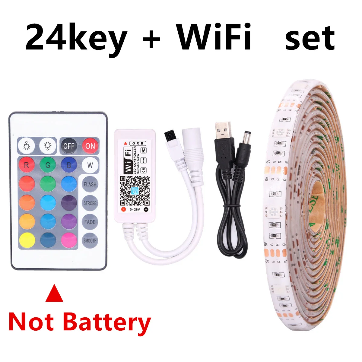 

WiFi and 24key USB fita LED String Waterproof RGB LED strips SMD 5050 neon Lights DC 5V Flexible Light Lamps For Holiday Party