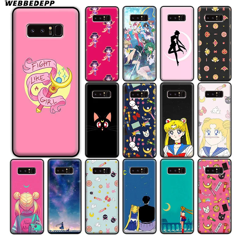 WEBBEDEPP Sailor Moon Girl Anime Soft Silicone Case for Samsung Galaxy A9 A8 A7 A6 Plus 2018 A5 A3 2017 2016 Note 9 8 |